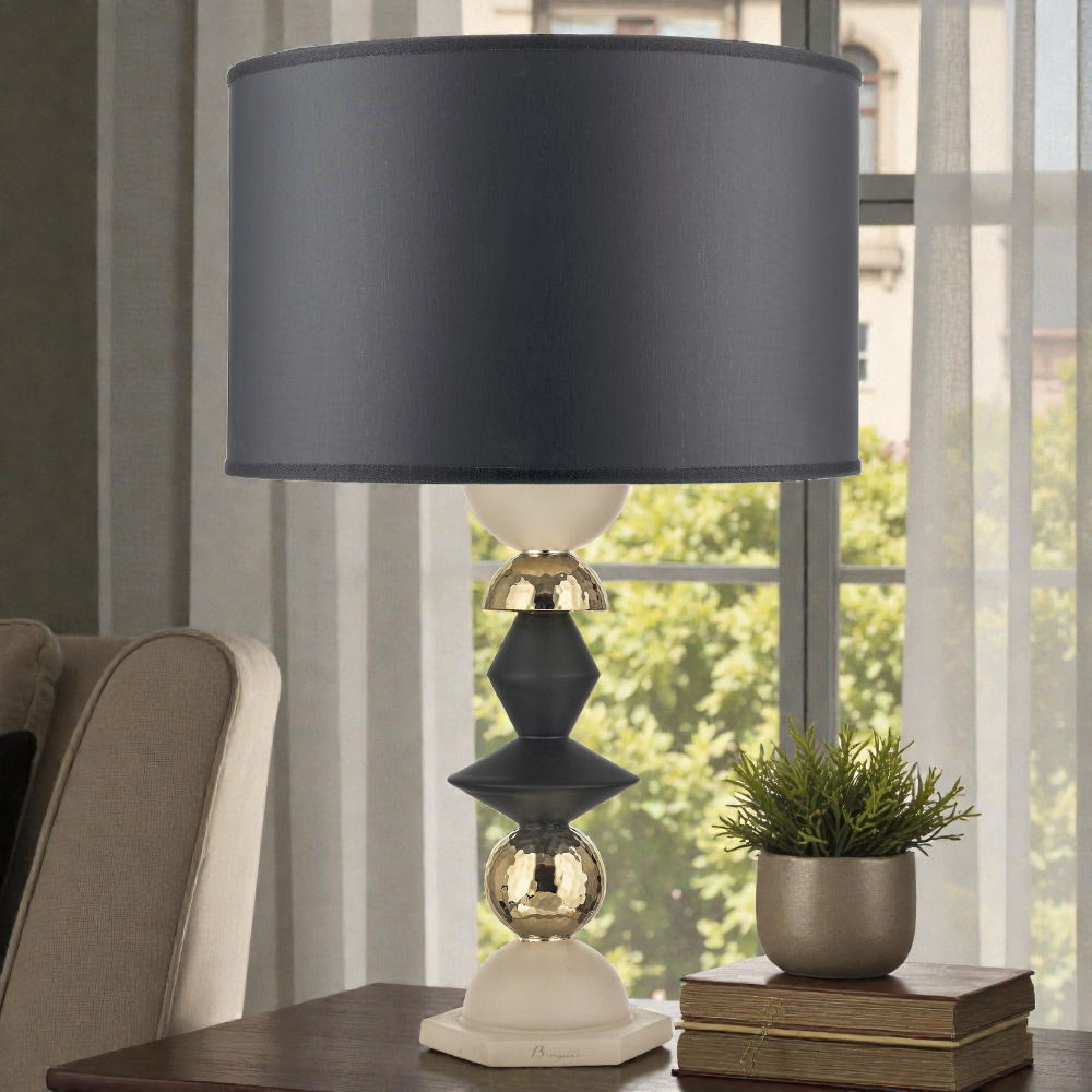 Lampada Liberty H.65 Nocciola Oro con Cappa Nera – Bongelli Preziosi - immagine 2