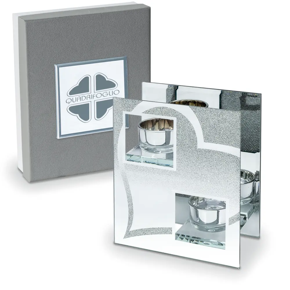 Portafoto T-light collezione Diamante cm 13x7 h16 - Bomboniere solidali Quadrifoglio