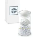 Tubo Rosa Bianca-cm6x11-collezione Platino - Bomboniere solidali Quadrifoglio