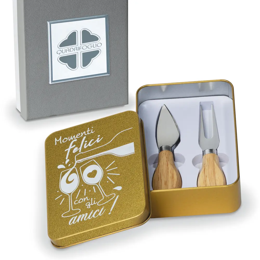 Set formaggio 10x14-collezione Rame- Bomboniere solidali Quadrifoglio