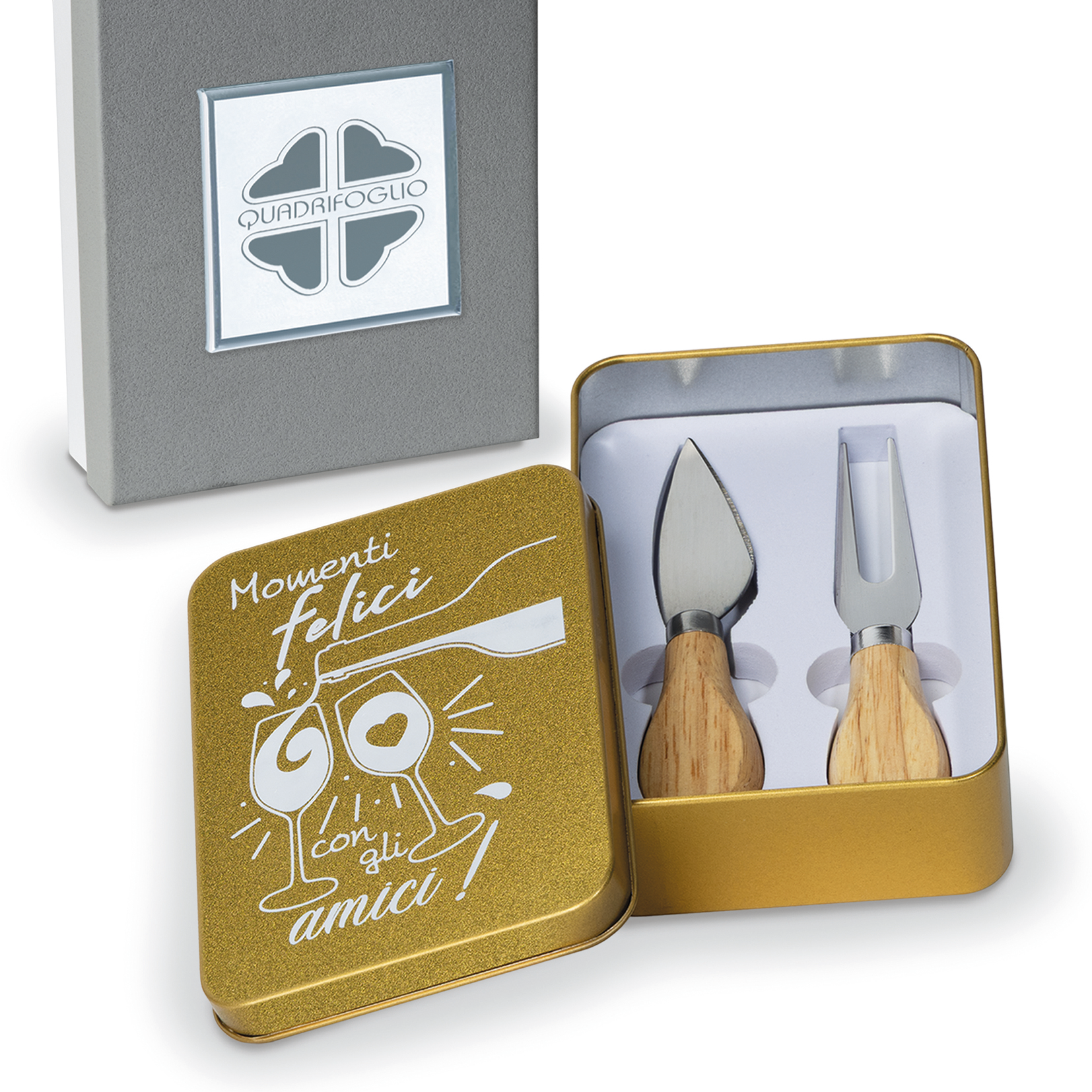 Set formaggio 10x14-collezione Rame- Bomboniere solidali Quadrifoglio