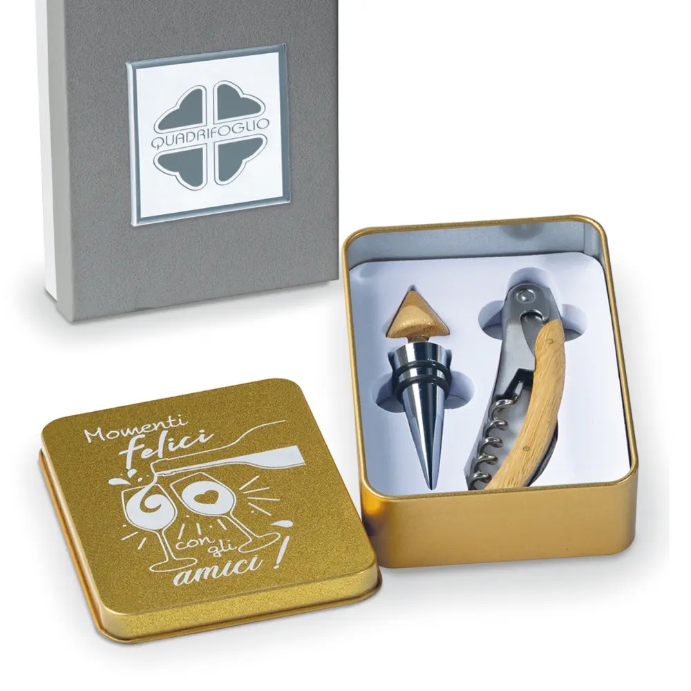 Set somelier cm10x13-collezione Rame- Bomboniere solidali Quadrifoglio