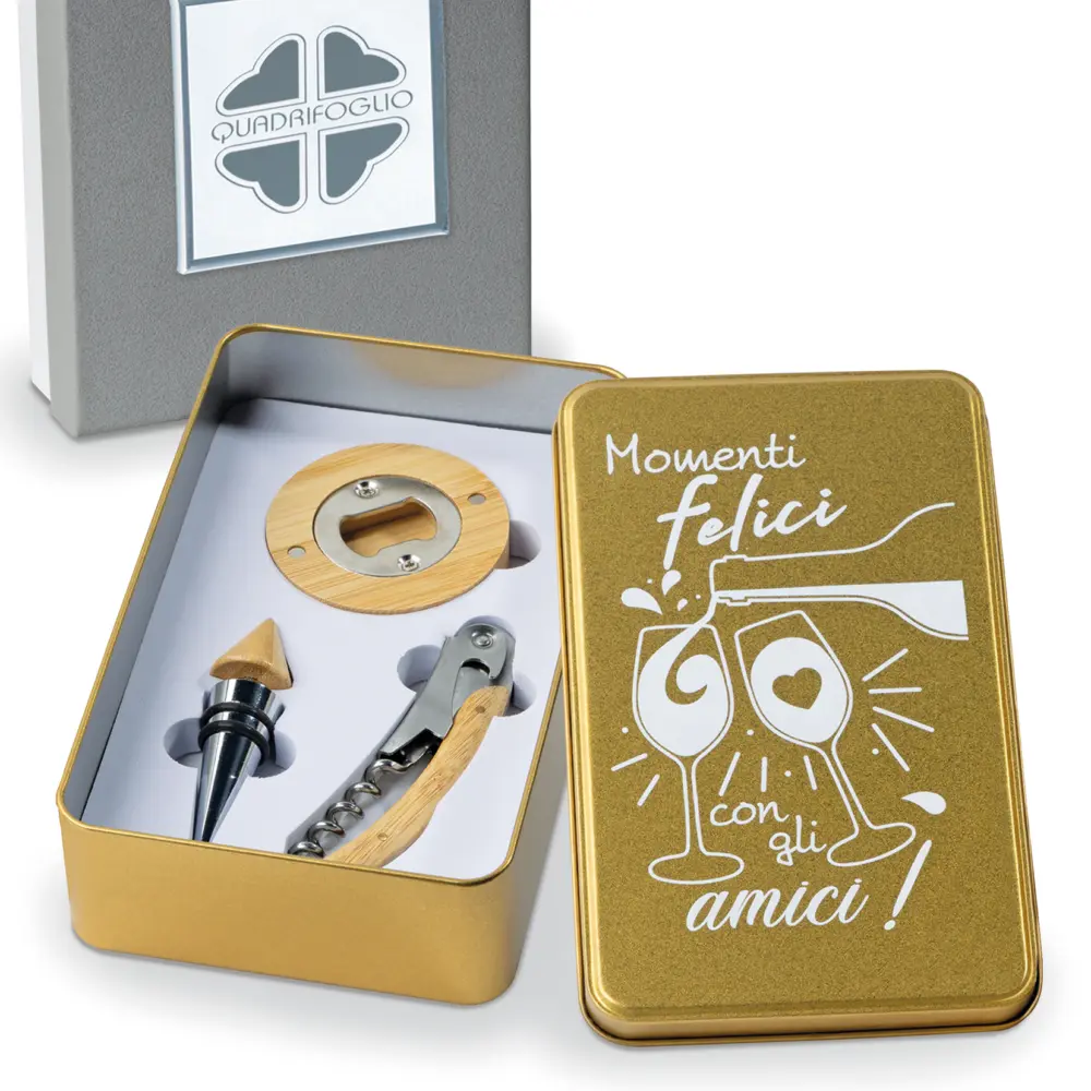 Set cavatappi 3 pezzi cm12x19-collezione Rame- Bomboniere solidali Quadrifoglio