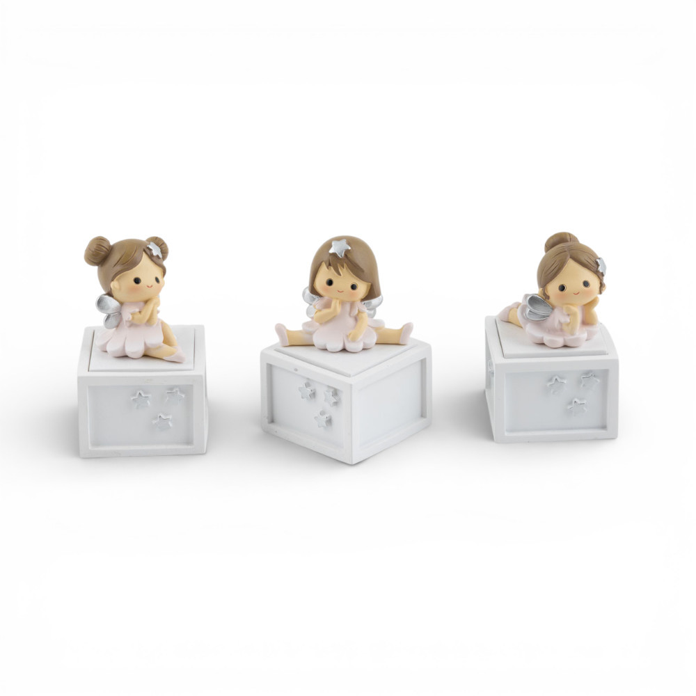 Scatola ballerina resina 3 sogg. ass. 6x6x9 cm