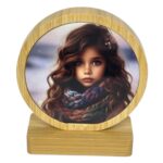 Portafoto in bamboo tondo girevole personalizzabile