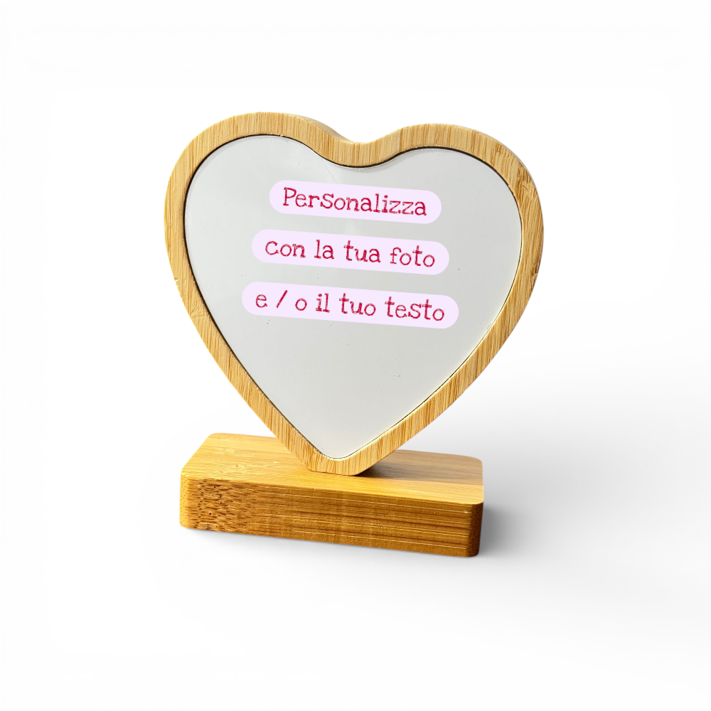Portafoto in bamboo cuore girevole personalizzabile - immagine 3