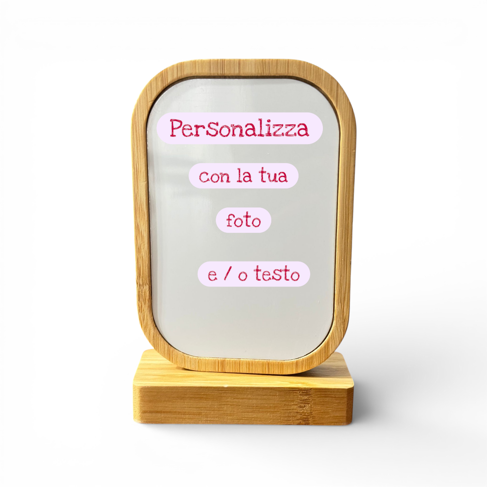 Portafoto in bamboo rettangolare girevole personalizzabile - immagine 3