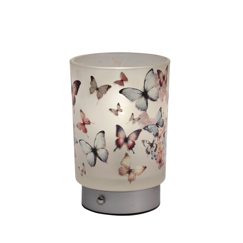 Lampada Vetro Farfalle In Volo Ricarica USB Dm10 x H15,5 Bomboniere Fantin