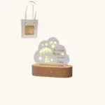 Lampada Led con Plexi Nuvola con Orsetto Celeste con shopper Bomboniere AD