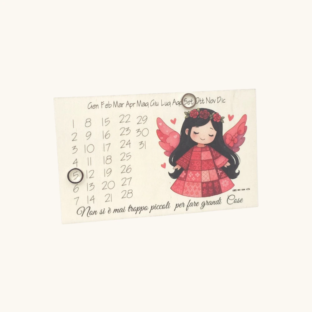 Calendario Grande Angelo Rosa "Serie Angioletti" Bomboniere Negò