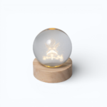 Sfera piccola fatina con base legno led