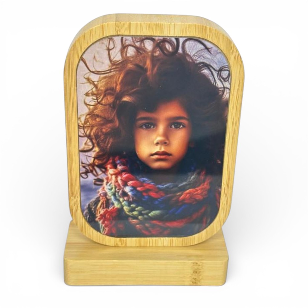 Portafoto in bamboo rettangolare girevole personalizzabile