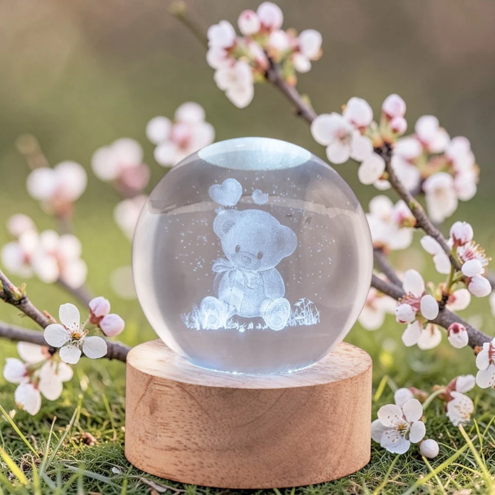 Sfere Led di Cristallo con Orsetto "cm 6" Bomboniere Bagutta - immagine 2