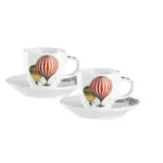 Set 2 Tazze Caffè C/Piattino Giramondo Bianco ML 80 Bomboniere Egan