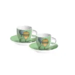 Set 2 Tazze Caffè C/Piattino Giramondo Verde ML 80 Bomboniere Egan