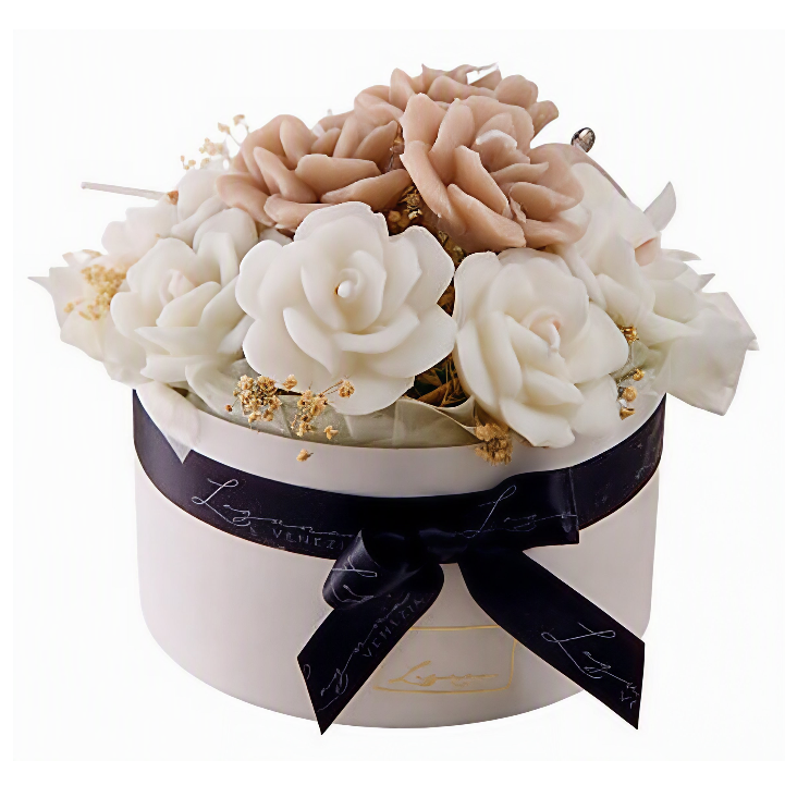 Bouquet di candele rosa bianco e beige Laguna