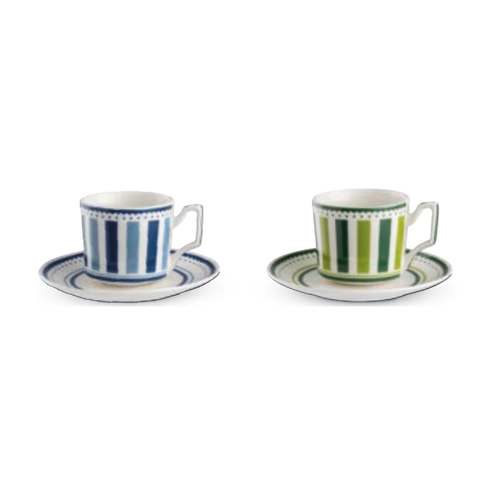 Set 2 tazzine caffè con piattino Notting Hill blu e verde – Bomboniera Egan Collezione 2027