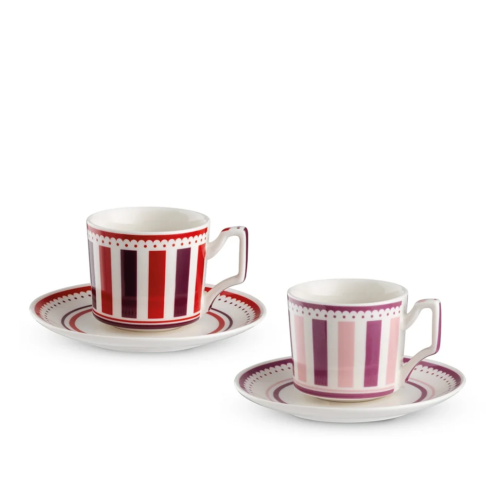 Set 2 tazzine caffè con piattino Notting Hill rosa e bordeaux – Bomboniera Egan Collezione 2027