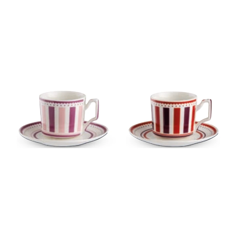 Set 2 tazzine caffè con piattino Notting Hill rosa e bordeaux – Bomboniera Egan Collezione 2027