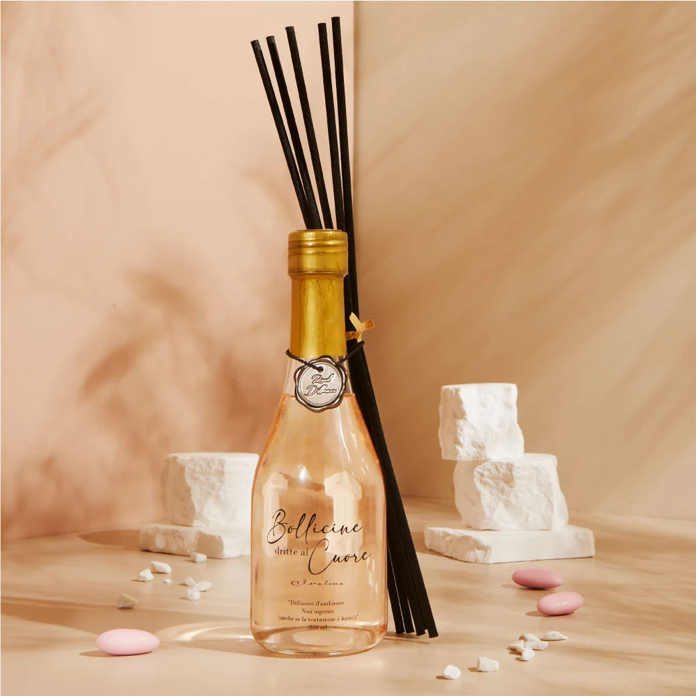 Profumatore bottiglia Bollicine dritte al cuore rosa – Bomboniera Claraluna Collezione 2027 - immagine 2