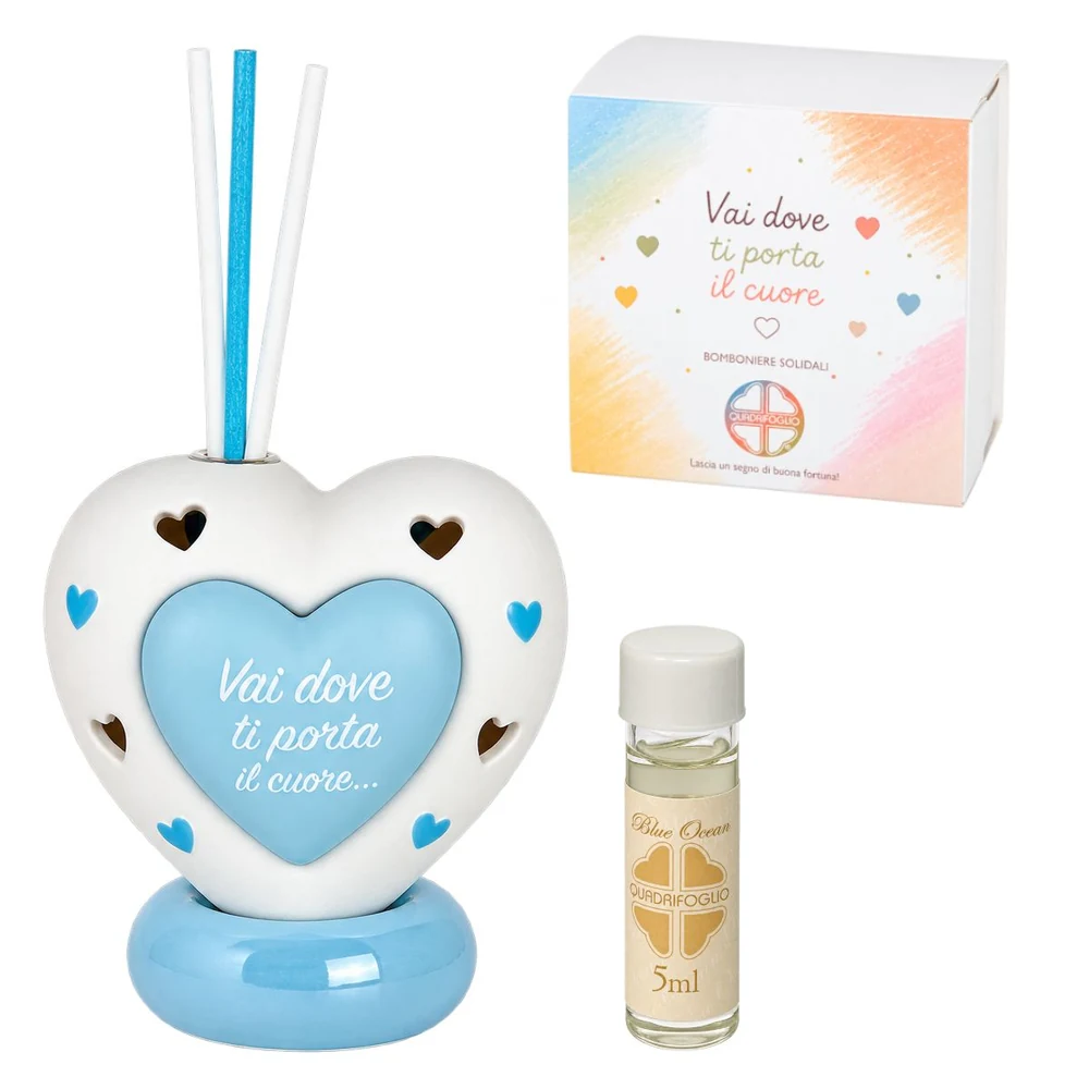 Diffusore cuore Sweet celeste – Bomboniera Quadrifoglio Collezione 2027