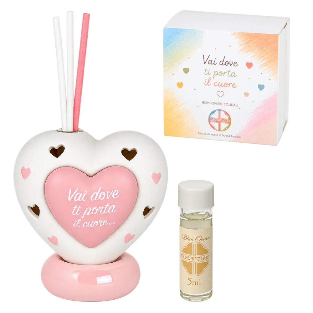 Diffusore cuore Sweet rosa – Bomboniera Quadrifoglio Collezione 2027