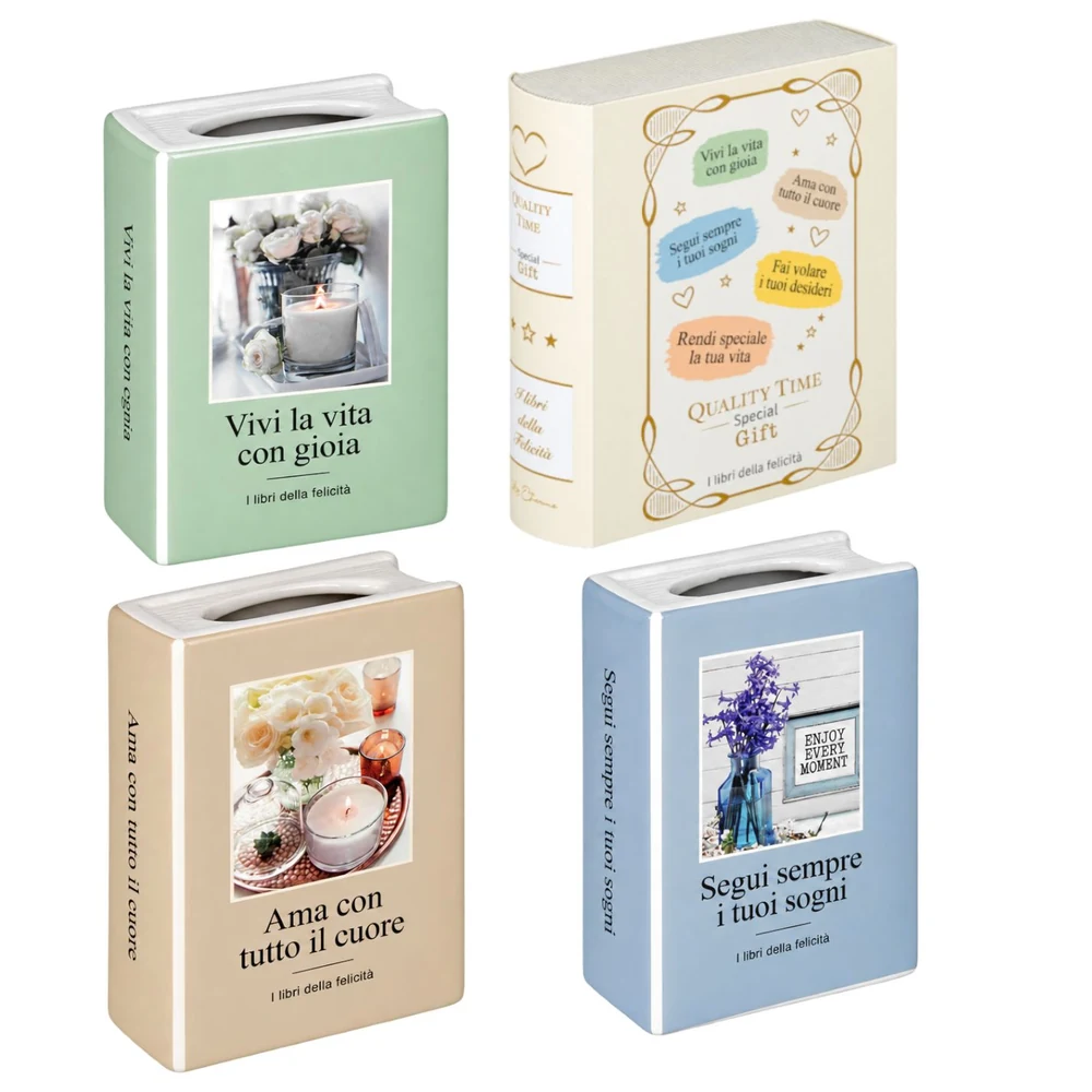 Vaso libro Book piccolo 3 soggetti assortiti – Bomboniera Quadrifoglio Collezione 2027