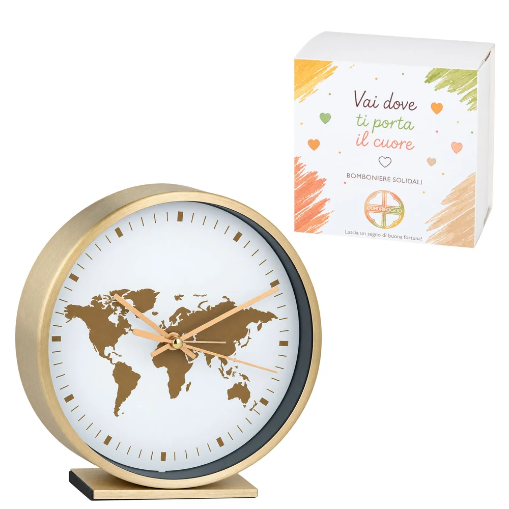 Orologio sveglia Atlas planisfero grande – Bomboniera Quadrifoglio Collezione 2027