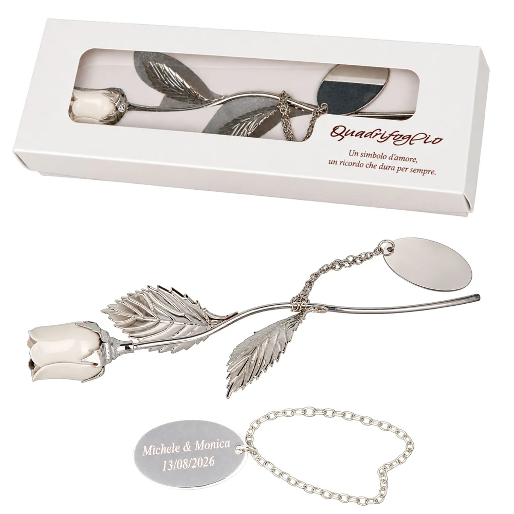 Rosa Grace avorio con targhetta piccola – Bomboniera Quadrifoglio Collezione 2027