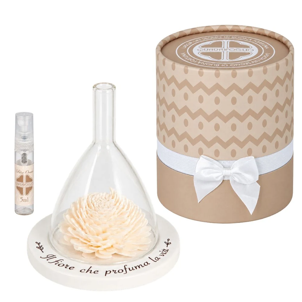 Diffusore fiore Zen con campana bianco – Bomboniera Quadrifoglio Collezione 2027