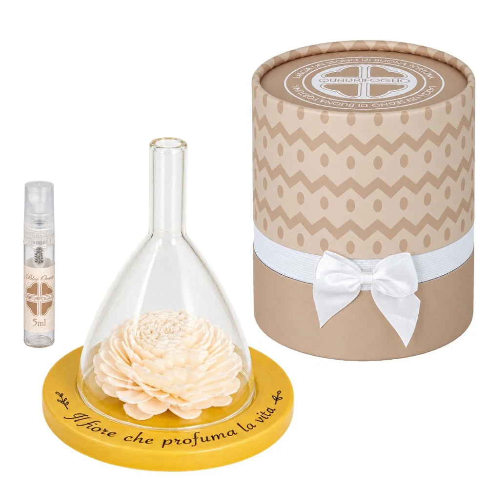Diffusore fiore Zen con campana ocra – Bomboniera Quadrifoglio Collezione 2027