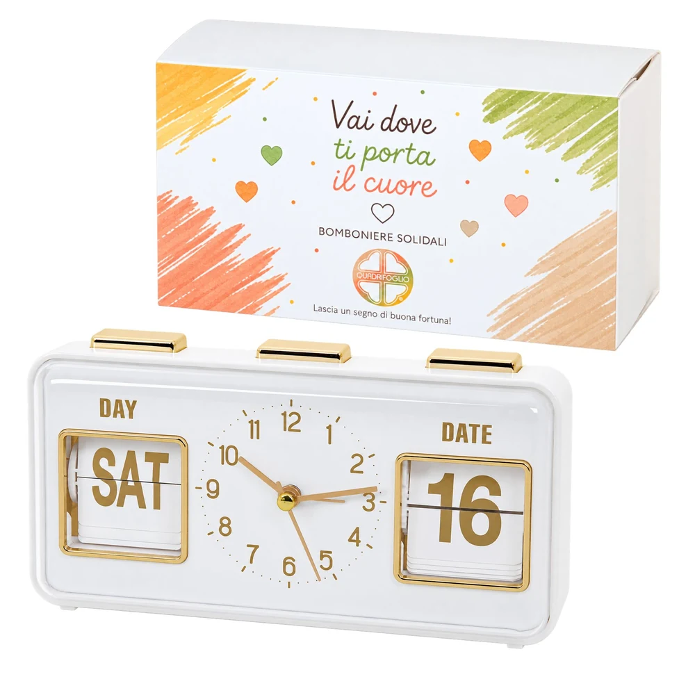 Orologio sveglia Home bianco – Bomboniera Quadrifoglio Collezione 2027
