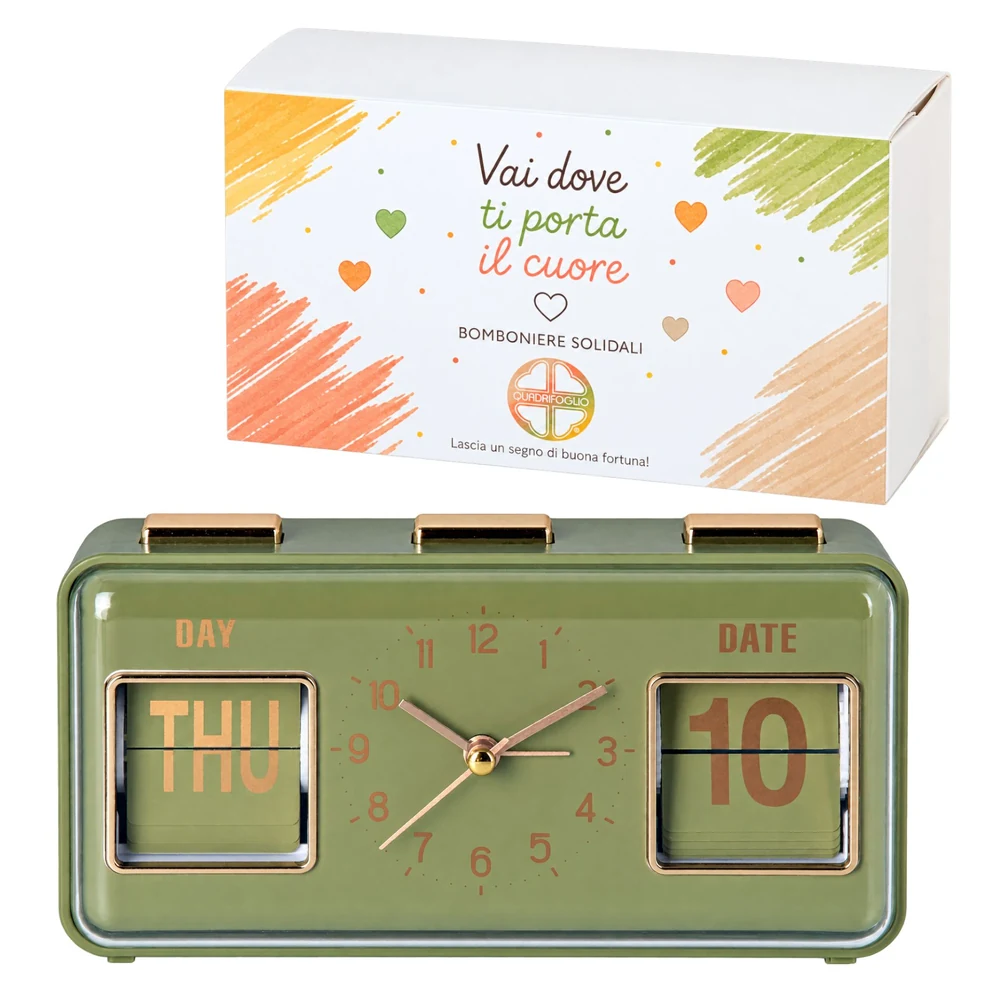 Orologio sveglia Home verde – Bomboniera Quadrifoglio Collezione 2027